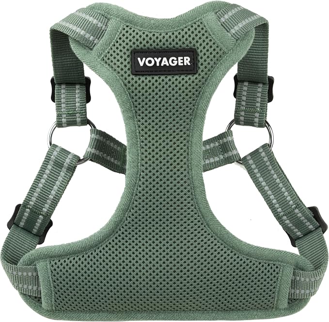 Voyager Step-in Flex Adjustable Dog Harness - Moss Green, Medium | 17 - 21" in Chest, Fully Adjustable, Reflective Bands, All Weather Breathable Air Mesh, Lightweight, Fast Drying