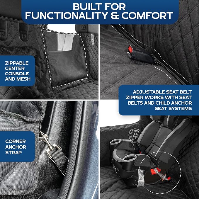 Ruff Liners XL Back Seat Extender for Dogs, Black – As Seen on Shark Tank – Flat Bridge Platform for Full-Size Trucks, Stable Base, 400lb Support, Waterproof – Rigid Back Seat Cover for Dogs