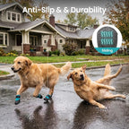 Dog Shoes for Hot Pavement - Breathable Mesh Dog Booties with Flexible Rubber Sole, Non-Slip Paw Protectors for Summer Heat & Slick Rain, for Goldens, Labradors, 4Pcs Blue-Black