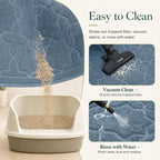 Yimobra Cat Litter Mat, Easy Clean Trapping PVC Mat, 35.4" x 23.6", Waterproof Backing, Non Slip Bottom, Scatter Control Pad for Litter Box, Tea Blue