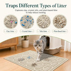 Yimobra Cat Litter Mat, Easy Clean Trapping PVC Mat with Waterproof Backing and Non Slip Bottom, Scatter Control Pad for Litter Box, 24"x20", Beige
