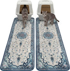 Hompet Cat Litter Mat 2 Pack, 18x54 Large Machine Washable Trapping Mats for Cats, Super Absorbent & Urine-Proof Cat Litter Box Mat for Floor, Waterproof & Non Slip Kitty Litter Rug