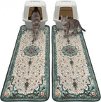 Hompet Cat Litter Mat 2 Pack, 20x60 Large Machine Washable Trapping Mats for Cats, Super Absorbent & Urine-Proof Cat Litter Box Mat for Floor, Waterproof & Non Slip Kitty Litter Rug