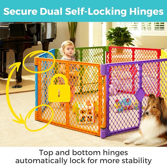 Toddleroo Superyard 2-Panel Extension: Add 65" to Baby Playpens; ColorPlay | Portable, Durable, For Babies and Toddlers, Freestanding, Expandable Modular Sizing, Indoor or Outdoor Use, Made in USA