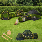 VIVOHOME 6-in-1 Outdoor Cat Enclosure with Playhouse, 2 Tents & 3 Tunnels | Portable Cat Playground with Leash and Mint Ball, Cat Tunnels with Tent Cube for Kitty Small Animals Camping Indoor Outdoor