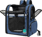 PetAmi Dog Backpack Carrier for Cats, 4-Way Entry Ventilated, 18lbs Max | Sherpa Bed Included, Foldable Load-In Top, Safety Reflective Strap, Breathable Mesh, Poop Bag Dispenser, Padded Back Support
