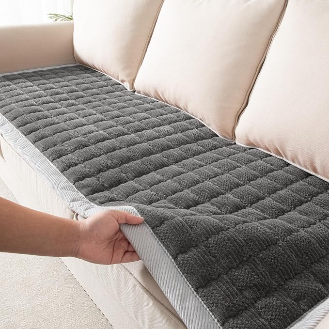 Couch Cover for Dogs Washable,Non-Slip Fuzzy Sofa Covers for Pets | Thick Soft Furniture Protector Fits Loveseat & Sectional,Against Fur&Dirt(Dark Gray, 1pc/27.6"x70.9"/Seat Cover)