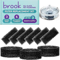 BROOK Glass Pet Fountain Filter Replacement Set – 3 Filter Rings & 6 Activated Carbon Pouches – 3 Month Supply Replacement Filters Set for BROOK Cat Fountain