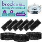 BROOK Glass Pet Fountain Filter Replacement Set – 3 Filter Rings & 6 Activated Carbon Pouches – 3 Month Supply Replacement Filters Set for BROOK Cat Fountain