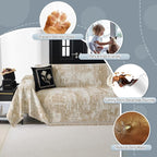 MYSKY HOME Sectional Couch Cover Khaki Geometric Abstract Sofa Covers for Sectional Sofa L Shape Chenille Couch Protector for Dogs Pets Couch Throw Cover Washable Durable for Home Decor, 71" X118"