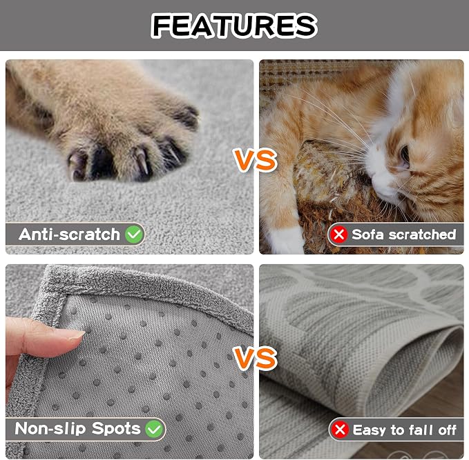 Couch Cover for 3 Cushion Sofa,Cat Scratch Proof Couch Protector Washable Sofa Covers Sectional Couch Covers for Dogs Soft L Shape Sofa Slipcover for Pets Kids, 91" x134”,Light Grey