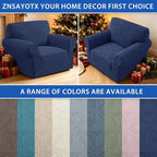 ZNSAYOTX Stretch Chair Cover, 1 Piece Couch Covers for 1 Seat Sofa, Jacquard Armchair Slipcovers with Elastic Bottom Thickened Furniture Protector for Dog Cat Pet (Small, Navy Blue)