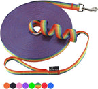 Hi Kiss Dog/Puppy Obedience Recall Training Agility Lead - 15ft 20ft 30ft 50ft 100ft Leash - Great for Training, Play, Camping, or Backyard (20 Feet, Rainbow)