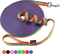Hi Kiss Dog/Puppy Obedience Recall Training Agility Lead - 15ft 20ft 30ft 50ft 100ft Training Leash - Great for Training, Play, Camping, or Backyard (100 Feet, Rainbow)