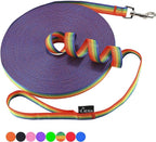 Hi Kiss Dog/Puppy Obedience Recall Training Agility Lead - 15ft 20ft 30ft 50ft 100ft Training Leash - Great for Training, Play, Camping, or Backyard (100 Feet, Rainbow)