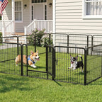 Metal Dog Playpen - 24" Height 16 Panels Foldable Exercise Pen for Dogs Indoor/Outdoor Pen with Door for Puppy Portable Pet Playpen Polygon Dog Enclosure (Black)