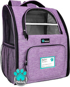 PetAmi Dog Backpack Carrier for Small Medium Dogs Large Cats up to 18 lbs, 2 Side Entry, Structured No-Collapse Frame, Airline Approved Ventilated Pet Backpack for Hiking Camping Travel, Purple