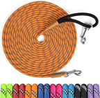 lynxking Long Dog Leash Reflective 15ft 30ft 50ft Check Cord Training Lead Padded Handle Heavy Duty Rope for Puppy Small Medium Large Dogs (Orange, 30ft x 3/8inch)
