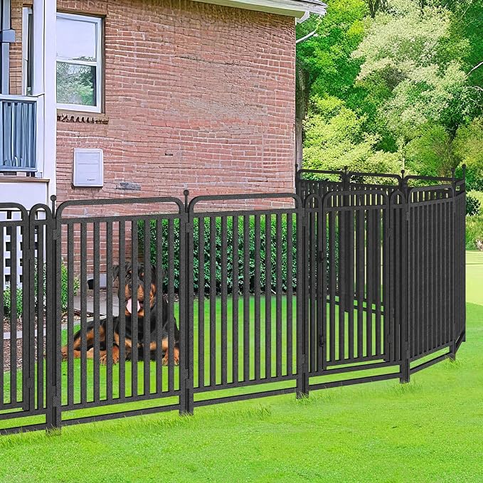 Thickened Dog Playpen Foldable Metal Yard Fence32/43inch Compact Portable Animal Barrier Fence for Indoor Outdoor (8 Panels, 43 inch)