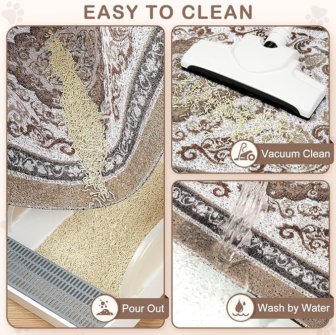 Unicorn Catcher 24"x15" Cat Litter Mat Non-Slip Washable Litter Box Mat | High-Density PVC Litter Catcher Mat Efficiently Traps Scattered Litter From Paws To Keep Floors Clean