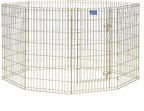 MidWest Homes for Pets Folding Metal Dog Exercise Pen, Indoor/Outdoor Playpen with Door, 16 Sq Feet of Play Space, 42-Inches Tall, Gold Zinc