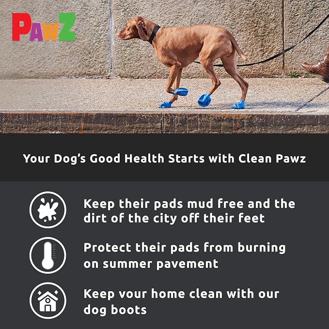 PawZ Rubber Dog Boots for Small Paws - All-Weather Waterproof Dog Shoes, Anti-Slip Traction for Rain, Snow, Mud & Hot Pavement - Pull-On Dog Booties, Black - XX-Small (1"-1.5") - Pack of 24