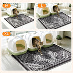 Cat Litter Mat,40"x30" High-Density PVC Cat Litters Trapping Mat, Waterproof & Non-Slip Backing, Litter Box Catcher, Soft on Kitty Paws, Easy Washable Pet Supplies Black