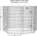 MidWest Homes for Pets 48-Inch Exercise Pen, for Indoor and Outdoor Use, 16 Sq Feet of Play, Single Door Folding Dog Pen, with Large Door Opening & Secure Latch, Easy to Set Up, Foldable Dog Playpen