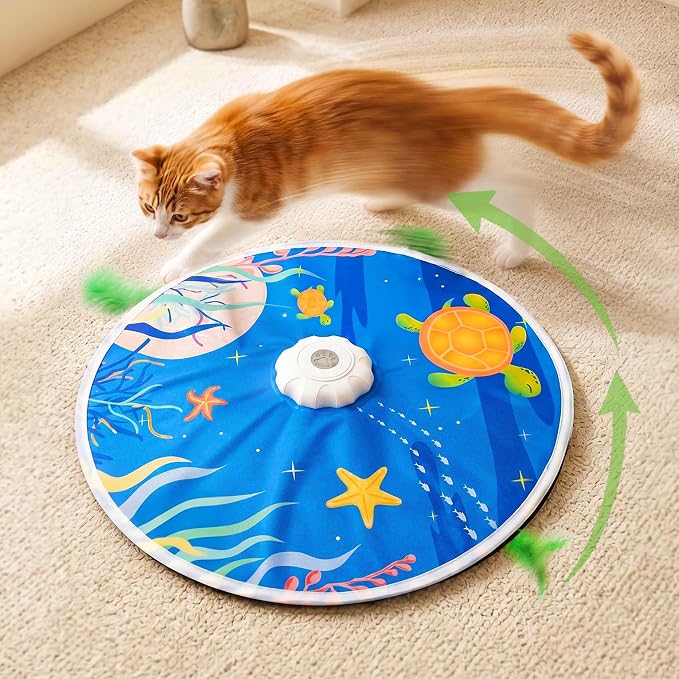 21 Pcs Interactive Cat Toys for Indoor Cats, Rechargeable Touch Activated Automatic Cat Toy with 2 Chasing Feathers, Bird Chirping for Bored Indoor Kittens