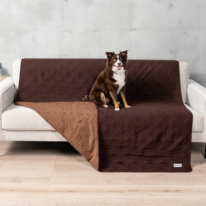 PetAmi Waterproof Couch Cover for Dog Nonslip Bed Sofa Blanket, 52x82 Brown | Leakproof Furniture Protector for Pet Cat, Machine Washable Pee Proof Mat for Chair Car Seat, Durable & Anti Slip Backing