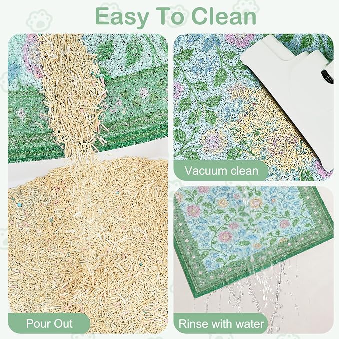 Glittme Cat Litter Mat, 24"x15" Non-Slip Washable Trapping Mat for Cats | Litter Trapping Mat With Thick PVC Coil To Catch Scatter, Soft On Paws And Waterproof Bottom To Protect Floors