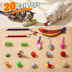 21 Pcs Interactive Cat Toys for Indoor Cats, Rechargeable Touch Activated Automatic Cat Toy with 2 Chasing Feathers, Bird Chirping for Bored Indoor Kittens