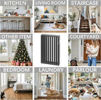 Vantas 120" x 24" Foldable Freestanding Extra Wide Dog Gate with Door,Black | Pet Gate for Stairs and Doorways, Renter Friendly No Drill, Indoor Pet Fence Extra Wide, Easy Storage, With Support Feet