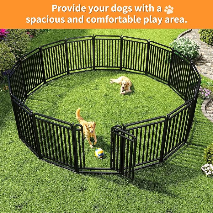 Thickened Metal Tube Dog Playpen Outdoor, Low Threshold Dog Pen, Heavy Duty 40" H 16 Panels for Pet Playpens Indoor, Portable Pet Fence for Yard RV Camping