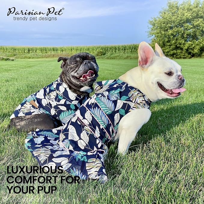 Parisian Pet Palm Dog Dress - 100% Cotton Summer Clothes for Large Dogs Girl - Tropical Leaf Pet Dress - Stylish Beach Dog Outfit - Lightweight Puppy Clothes - Green Dresses for Dogs