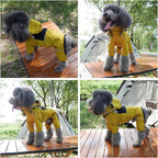 LOVELONGLONG Fleece-Lined Dog Raincoat with Removable Hood – Waterproof Winter Full Body Dog Jacket – Windproof Snowproof Cold-Weather Suit – Yellow-F 3XL