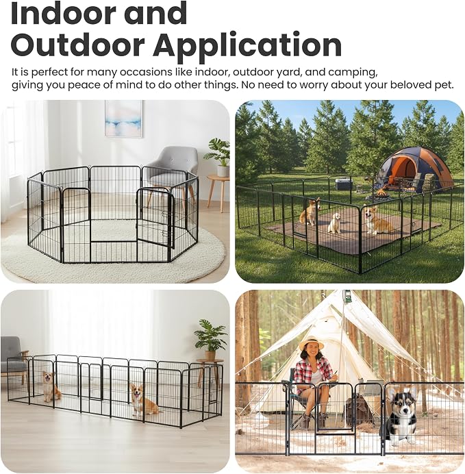 Simple Deluxe Dog Playpen Outdoor Indoor, 32 Inch 8 Panels Dog Fence for Small/Medium Dogs Puppy, Perfect Dog Pen for Camping, Yard, RV, Garden Fence, Black