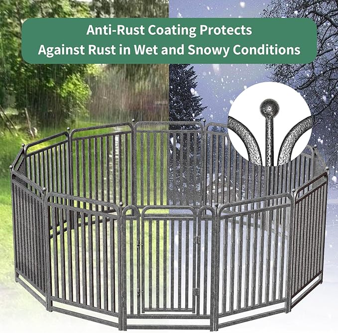40 Inch Dog Playpen Outdoor, 8 Panels Puppy Playpen Heavy Duty Dog Play Pen Indoors, Rust Resistant Dog Pen for Large/Medium/Small Dogs, Dog Fence for RV Camping