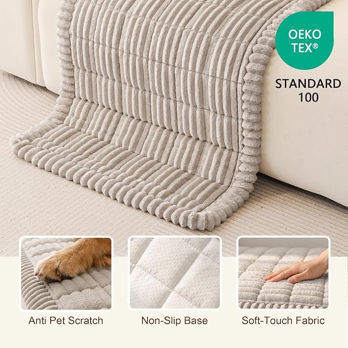Dog Couch Cover, Non Slip Sofa Covers for 3 Cushion Pet Friendly | Washable Soft Sofa Slipcovers for Dogs, Furniture Protector Against Fur, Dirt, Dog Mat for Couches, Oatmeal, 27.6" x 70.9"