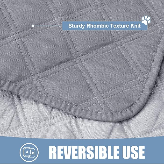 Smiry Waterproof Reversible Pet Couch Covers for Dogs | Pet Friendly, Soft Fabric, Washable Sofa Furniture Protector for Dogs Cat Kids, Checkered (30"x53", Grey/Light Grey)
