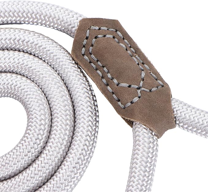 Mile High Life Dog Leash with Genuine Leather Handle, 6 FT/5 FT/4 FT | Leather Grip Rope Leash, Heavy Duty 360° Swivel Metal Clasp, for Small Medium & Large Dogs