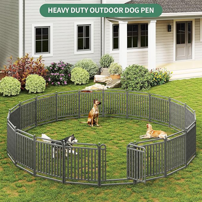 32 Inch Dog Playpen Outdoor, 28 Panels Puppy Playpen Heavy Duty Dog Play Pen Indoors, Rust Resistant Dog Pen for Large/Medium/Small Dogs, Dog Fence for RV Camping