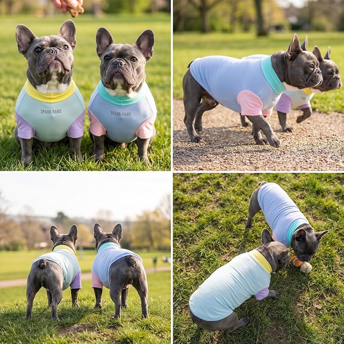 Spark Paws Sunblock Dog T-Shirt, SPF30 Protection, Lightweight Breathable Quick Dry for Dogs with Sensitive Skin - Breeze & Sorbet (Set of 2) - Size 4XL