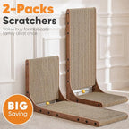 FUKUMARU Cat Scratcher 2 Packs, 25 Inch Cat Scratching Boards, L Shaped Pad | Cardboard Cat Scratcher for Indoor Cats, Vertical Scartch Pads with Ball Toy, Kitten Scratching Post Wall, Walnut Color