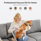 NEWBULIG Pet Grooming Vacuum Kit for Cats and Dogs, 2.5L Dust Cup, White | 3 Suction Modes and 5 Groomer Tools, Dog Clippers with Cordless Low Noise for Cats, Dogs Other Animals Hair Trimmer