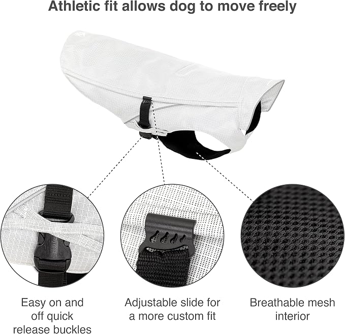 Kurgo Halifax Rain Shell, Stormy White, Extra Large | Waterproof Rain Jacket for Dogs, Ideal for Rain or Sleet, Reflective Accents, Leash Opening, Quick Release Buckles