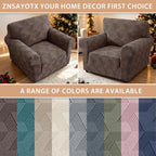 ZNSAYOTX Stretch Armchair Covers for, 1-Piece Chair Slipcovers for Living Room, Furniture Protector with Elastic Bottom for Dogs Cats Kids Geometrical Jacquard Fabric (Small, Brown)