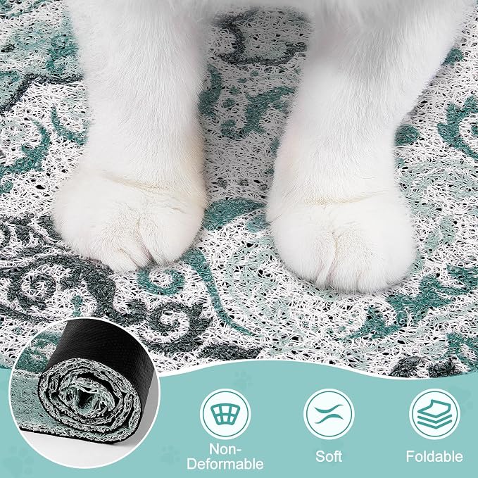 Unicorn Catcher 40"x30" Cat Litter Mat Non-Slip Washable Litter Box Mat | High-Density PVC Litter Catcher Mat Efficiently Traps Scattered Litter From Paws To Keep Floors Clean