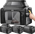 Top-Expandable Pet Carrier with Treat & Pet Window,17x11x9.5 Inch Alaska Hawaiian Airline Approved,Soft-Sided Dog Carrier for Small Dogs and Cats,Travel Cat Carrier with Locking Safety Zippers,Black