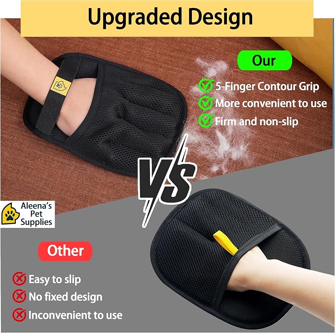 Pet Hair Remover Glove for Dogs & Cats – Grooming Glove, Reusable Fur Removal Tool for Furniture, Couch, Carpet & Car – Easy Pet Hair Cleaning Mitt, (1Pcs Black)
